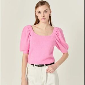 English factory puff short sleeve sweater size small